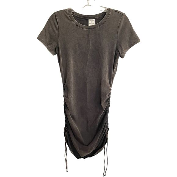 Victorias Secret PINK Dress Women Size Small Gray Ruched Sides Cotton Bodycon - Picture 1 of 9